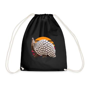 Cute pangolin design - Drawstring Bag - black - Front