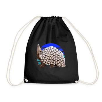Cute pangolin design - Drawstring Bag - black - Front