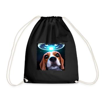 UFO-Selfie mit Beagle - Turnbeutel - Schwarz - Vorne