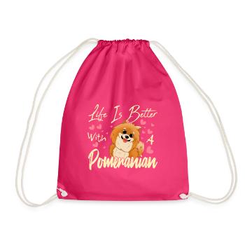 Pomeranian lovers - Drawstring Bag - fuchsia - Front