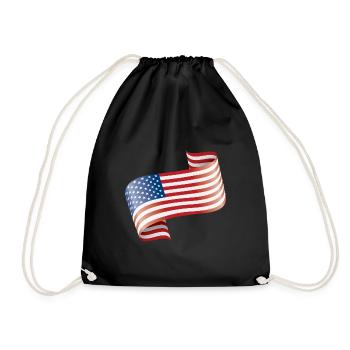 Amerika USA Fahne Flagge - Turnbeutel - Schwarz - Vorne