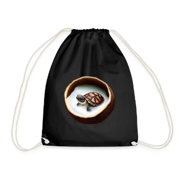 Baby turtle in coconut milk - Drawstring Bag - black - Front