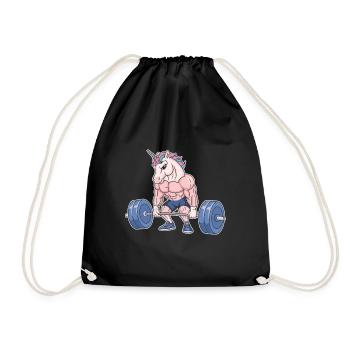 Sport Einhorn Gym Fitness Geschenkidee - Turnbeutel - Schwarz - Vorne