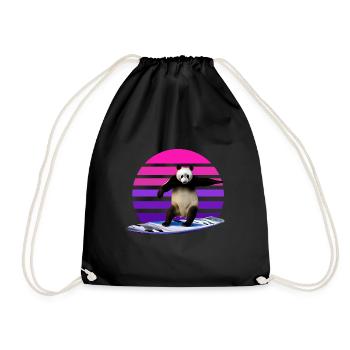 Panda Surfer - Drawstring Bag - black - Front