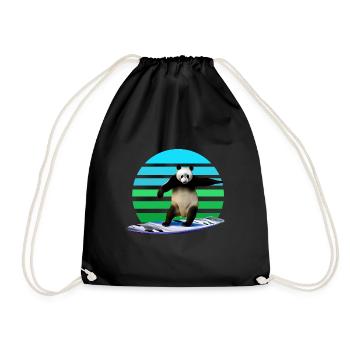 Panda Surfer - Drawstring Bag - black - Front