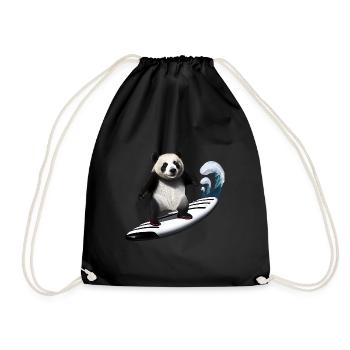Panda Surfer - Drawstring Bag - black - Front