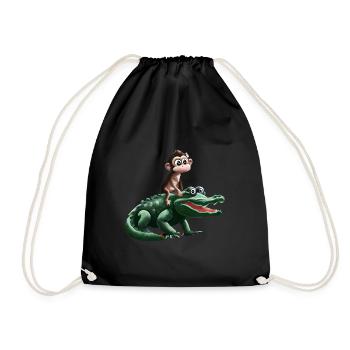 Drôle de singe sur la conception du crocodile - Sac de sport léger - noir - Devant