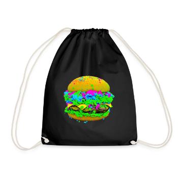 Colorful kawaii hamburger - Drawstring Bag - black - Front