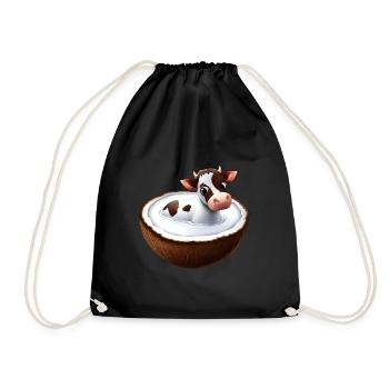 Cow in coconut - Drawstring Bag - black - Front