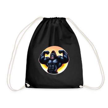 Muscular sunset gorilla - Drawstring Bag - black - Front