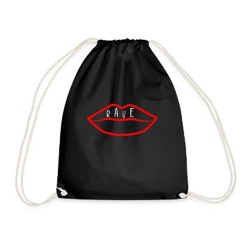 Rave-Lippen - Turnbeutel - Schwarz - Vorne