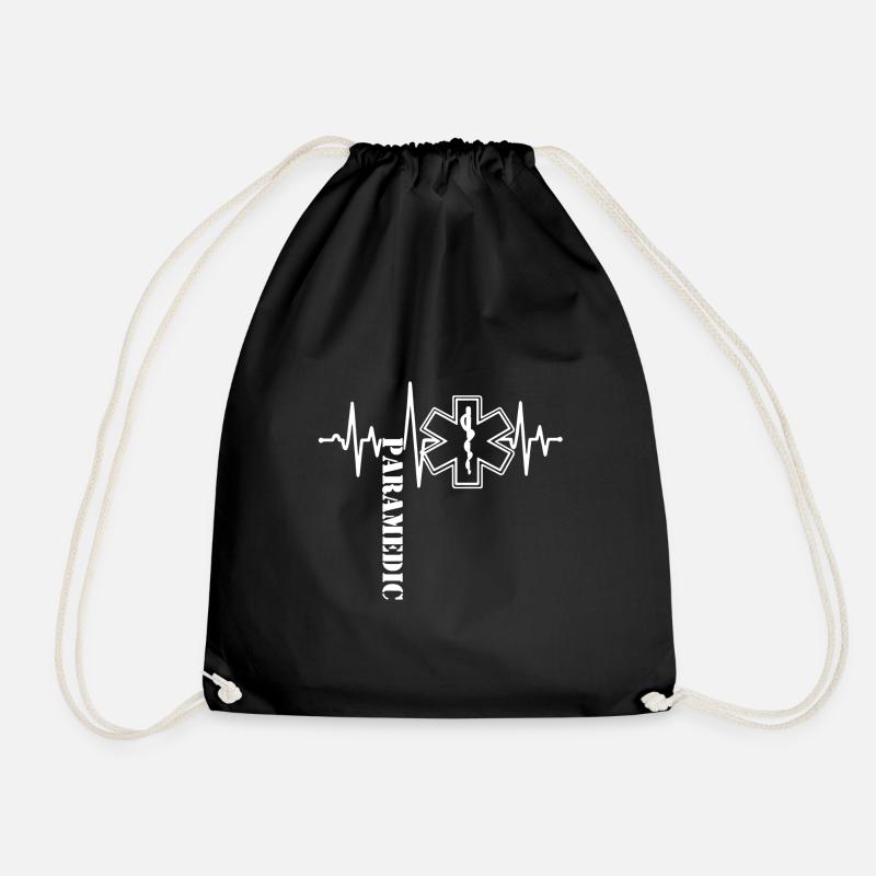 Paramedic Heartbeat Shirt - Drawstring Bag - black
