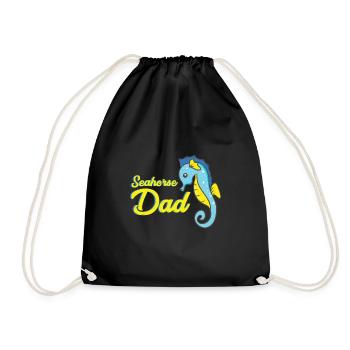 Seepferdchen Seahorse Dad Aquarium Fisch Geschenk - Turnbeutel - Schwarz - Vorne