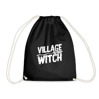 Creepy Halloween Village Witch Dorfhexe Hexenbesen - Turnbeutel - Schwarz - Vorne