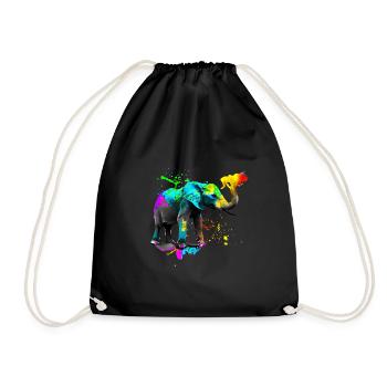 Safari Kunst Elefant - Turnbeutel - Schwarz - Vorne
