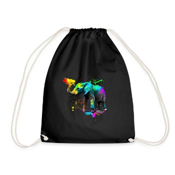 Safari Kunst Elefant - Turnbeutel - Schwarz - Vorne