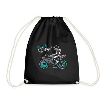 Motorcycle Lifestyle / Motorcycle / Motorcycle biker - Drawstring Bag - black - Front