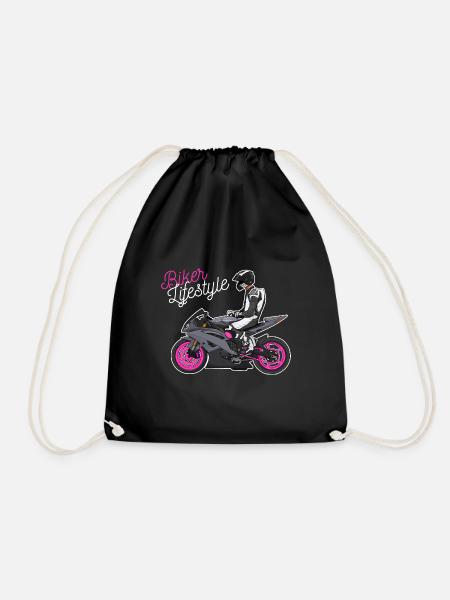 Motorcycle Lifestyle / Motorcycle / Motorcycle biker - Drawstring Bag - black