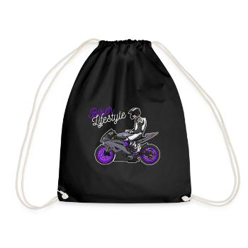 Motorcycle Lifestyle / Motorcycle / Motorcycle biker - Drawstring Bag - black - Front