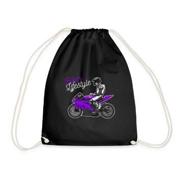 Motorcycle Lifestyle / Motorcycle / Motorcycle biker - Drawstring Bag - black - Front