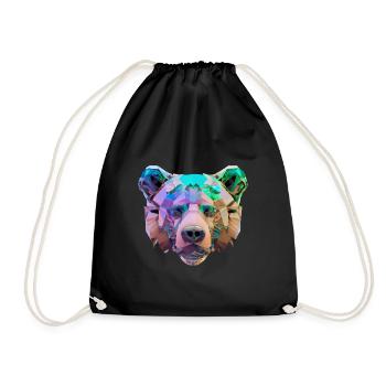 Colorful Polygon Bear - Drawstring Bag - black - Front