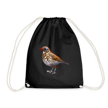 Thrush bird - Drawstring Bag - black - Front