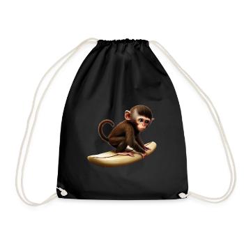 Surfer Monkey - Drawstring Bag - black - Front