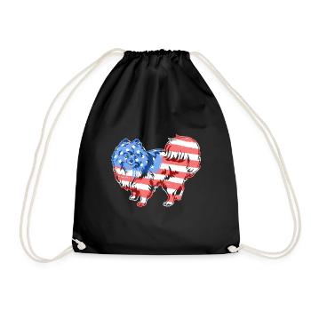 Pomeranian Pomeranian Flag - Drawstring Bag - black - Front