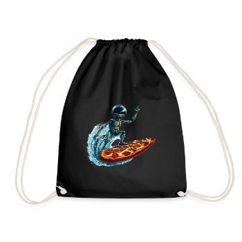 Pizza Surfer Alien - Turnbeutel - Schwarz - Vorne