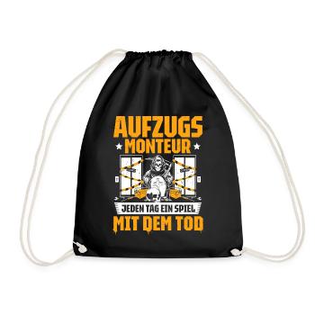 Aufzugsmonteur Aufzugsmechaniker Elevator Mechanic - Turnbeutel - Schwarz - Vorne