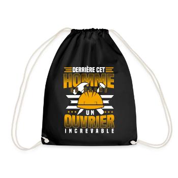 Ouvrier humoristique chantier rigolo homme - Sac de sport léger - noir - Devant