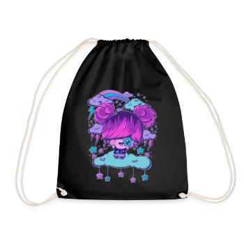 Rock star bubble head girl - Drawstring Bag - black - Front