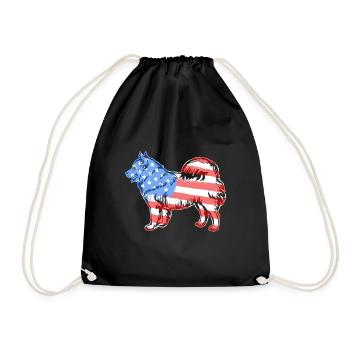 Samoyed Samoyed Flag - Drawstring Bag - black - Front
