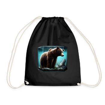 Ours dans l’aquarium - Sac de sport léger - noir - Devant