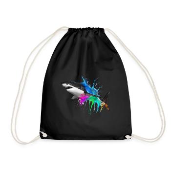 Colorful shark - Drawstring Bag - black - Front