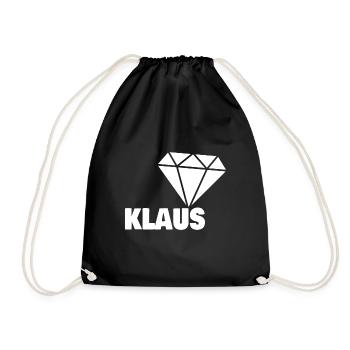 Geschenk für Klaus - Turnbeutel - Schwarz - Vorne