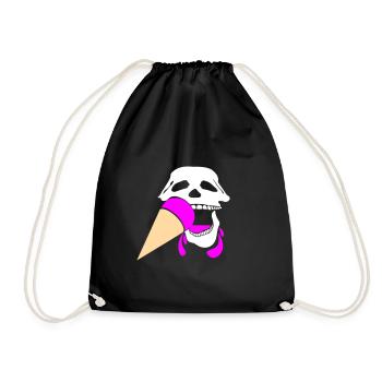 Skull with ice cream - Drawstring Bag - black - Front