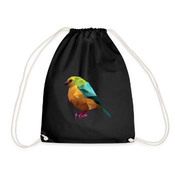 Polygon Bird Design - Drawstring Bag - black - Front