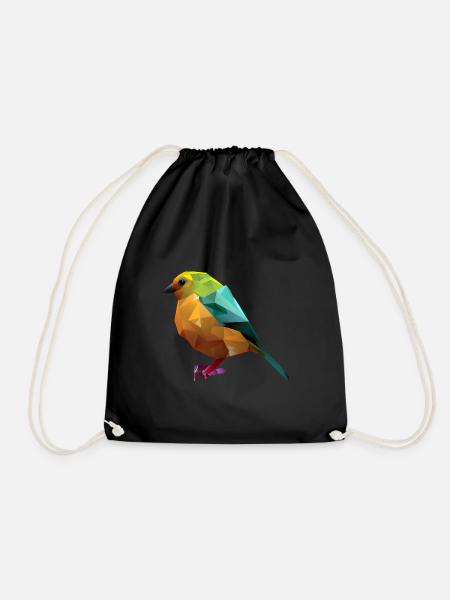 Polygon Vogel Design - Turnbeutel - Schwarz
