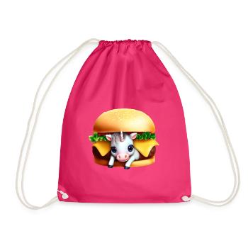 Einhorn Cheeseburger - Turnbeutel - Fuchsia - Vorne