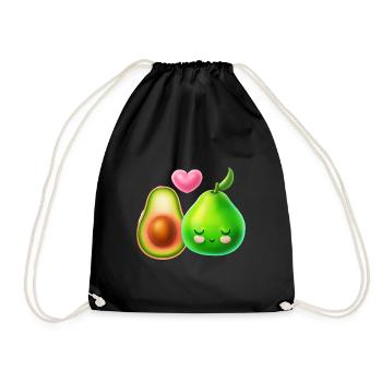 Avocado Liebe - Niedliches Pärchen Design - Turnbeutel - Schwarz - Vorne