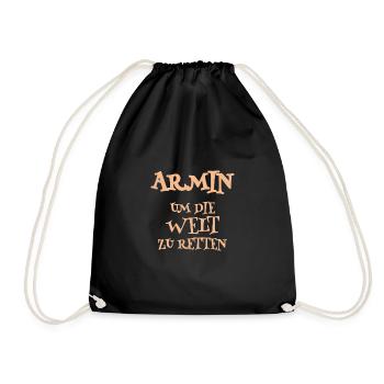 Geschenk für Armin - Turnbeutel - Schwarz - Vorne
