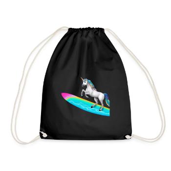Unicorn Surfing - Drawstring Bag - black - Front