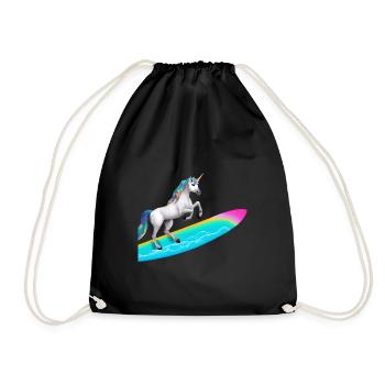 Unicorn Surfing - Drawstring Bag - black - Front