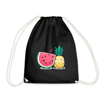 Wassermelone und Ananas beste Freunde - Turnbeutel - Schwarz - Vorne
