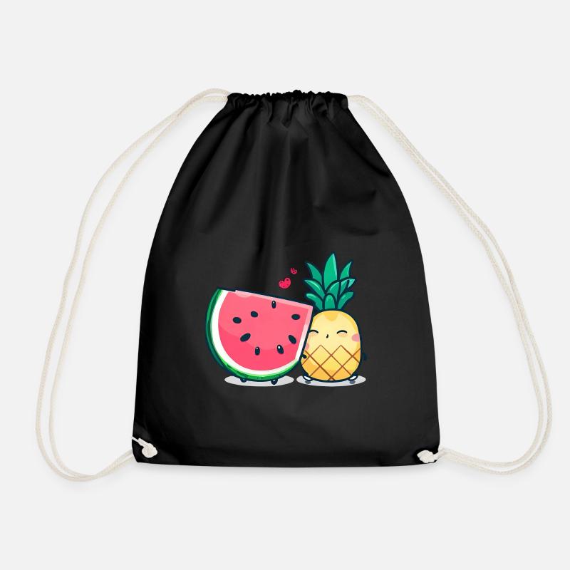 Wassermelone und Ananas beste Freunde - Turnbeutel - Schwarz