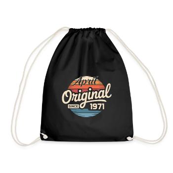 Né en avril 1971 - 55e anniversaire avril 1971 - Sac de sport léger - noir - Devant