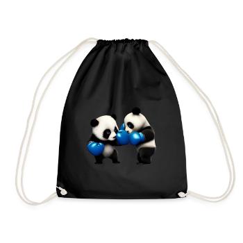 Kämpfende Panda Bären - Turnbeutel - Schwarz - Vorne