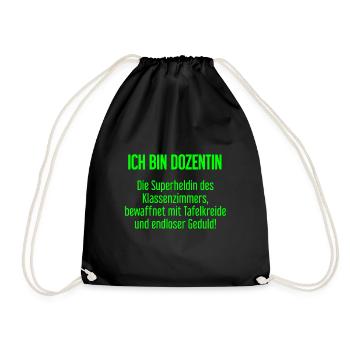 Dozentin - Die Superheldin des Klassenzimmers! - Turnbeutel - Schwarz - Vorne