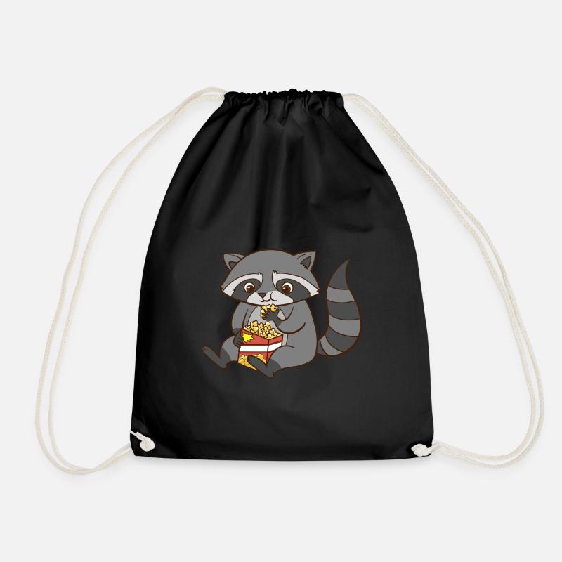 Ein süsser Waschbär isst Popcorn. - Turnbeutel - Schwarz